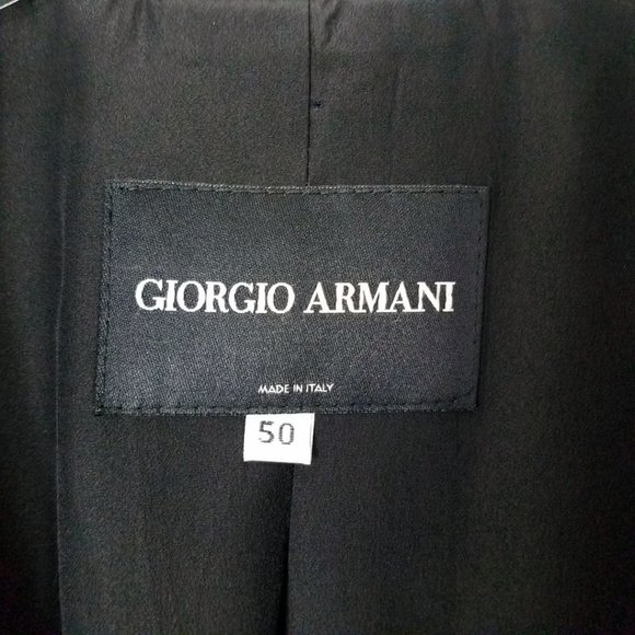 Giorgio Armani Size 14 Navy Blue Pin Lama Wool Blend Blazer Suit Coat Jacket - Picture 15 of 16